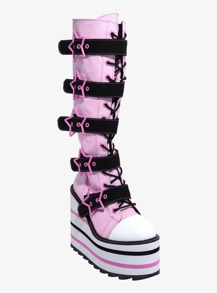 YRU Pink Star Detention Platform Boots
