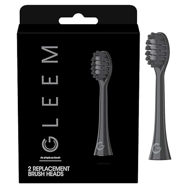 GLEEM Toothbrush Replacement Brush Heads Refill, Black, 2 Count