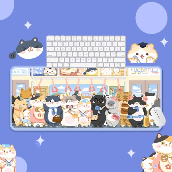 Cute Cat Large Gaming Mouse Mat Cat Mouse Pads Kawaii Desk Mat