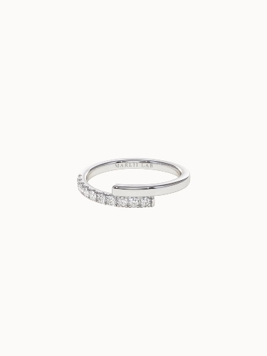 Pavé and Gold Crossover Ring - White Gold - L 1/2 (US 6.25)