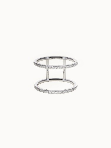 Double Diamond Band - White Gold - M 1/2 (US 6.75)