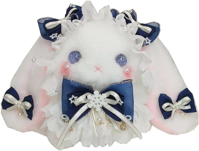 Crossbody bag,cartoon Plush Rabbit girls wallets, Easter Gift One Shoulder Lolita Rabbit Women Kids Bag, Lovely Fluffy purse (champagne) - Dark Blue
