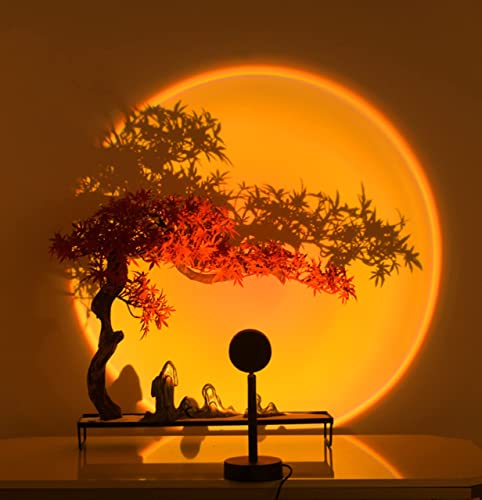 GY Sunset Lamp,4 Farben Sonnenuntergang Lampe,USB-Anschluss Sonnenlicht LED Projektor, 180 ° Drehbares Romantisches Vision-Stimmungslicht, Geeignet für Fotografie, Selfie, Wohnzimmerdekoration - Sonnenuntergang Rot