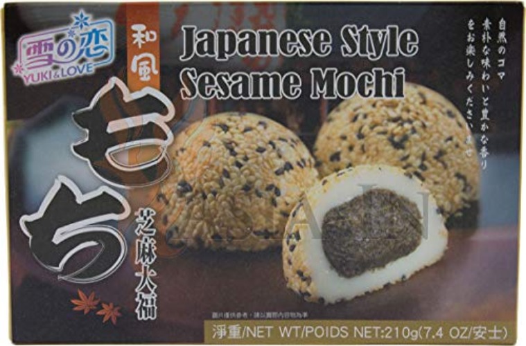 Yuki & Love Japanischer Style Sesam Mochi, Reiskuchen 210g (6 x 35g)