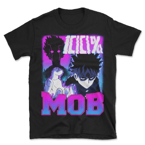 Mob Psycho 100 Shigeo Kageyama Vintage Style Anime T-Shirt - Black X-Large