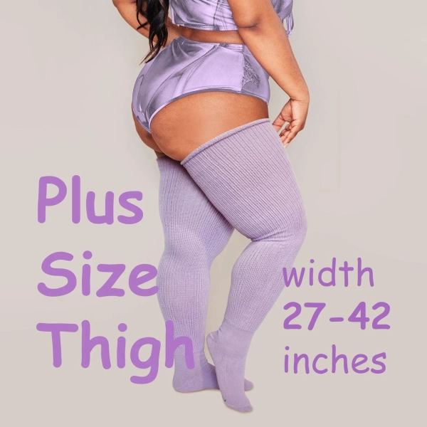 REAL PLUS SIZE Thigh Highs Socks, | Extra Long Over the Knee Long Socks, Thigh High Socks for thighs 27-42'' | + Free Thigh Belts