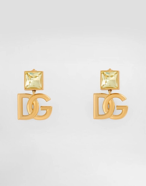 Earrings with DG logo and rhinestones in Gold for Women | Dolce&Gabbana® US