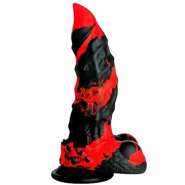 CREATURE COCKS Fire Demon Monster Dildo for Men, Women & Couples. Firm and Flexible, Strong Suction Base, Fantasy Dildo, Unique Texture. Premium Phthalate-Free & Body-Safe Silicone. 1 Piece, Red