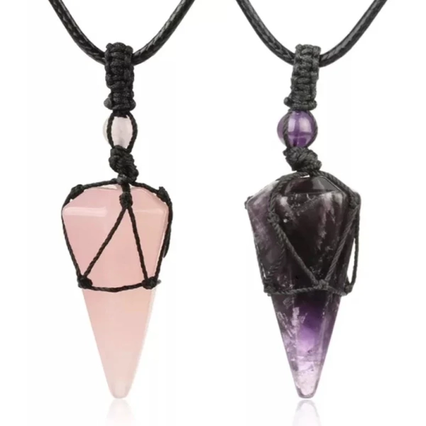 Natural Stone Crystals Boho Jewelry Necklace on String