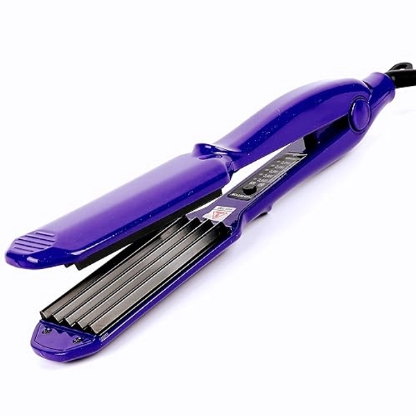 MBHAIR Ceramic Crimper Iron for Volumizing Fluffy Hairstyle, Corrugation Crimper Hair Iron, Anti Static Ceramic Hair Crimping Iron Adjust Temperature (Purple)
