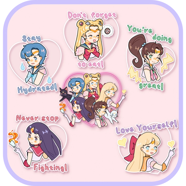 positivity sailor moon stickers - All 6