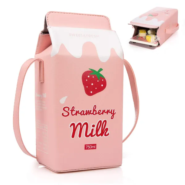 XiYee Femmes Mini Sac Bandoulière Téléphone, Filles en Cuir PU Sac à Main, Sacs Bandoulière, Mignon Boîte à Lait Portefeuille Sac Petit Bandoulière Personnalité