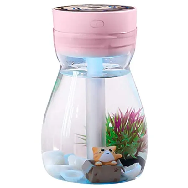 Humidificateur d'air frais pour bureau, chambre à coucher, bureau, chambre à coucher, USB, charge Kawaii, humidificateur d'air avec lumière LED, flacon de distribution, rose