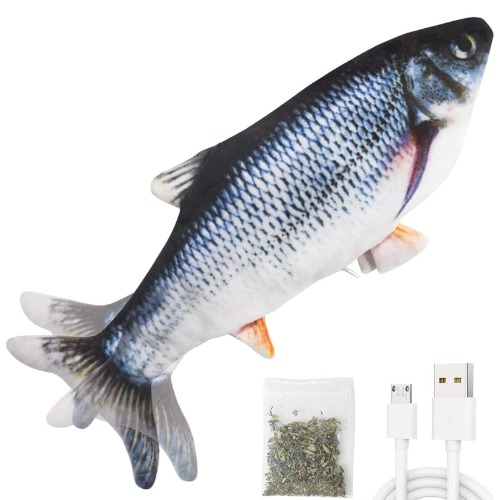 ONELY Jouet pour Chat Jouet Poisson Electronique Simulation en Mouvement, Jouet pour Chat Interactif Automatique Réaliste, Jouet Chat Peluche Cataire Catnip Jouet à Mâcher