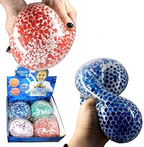 Kögler Balle à presser - Taille XXL - Environ 12 cm - Perles multicolores - Anti-stress