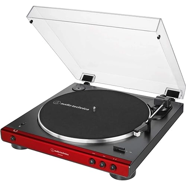 Audio-Technica AT-LP60XBT-RD Fully Automatic Belt-Drive Stereo Turntable, Red/Black, Bluetooth, Hi-Fi, 2 Speed - Red - Standalone Turntable