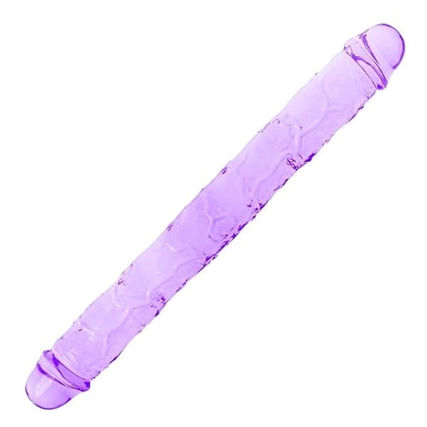 11.8 * 1.37 Inches Double Dildo Crystal Jelly Realistic Anal Long Dildo Penis Soft and Flexible with Veins and Glans Adult Sex Toys for Women/Men/Lesbian Purple