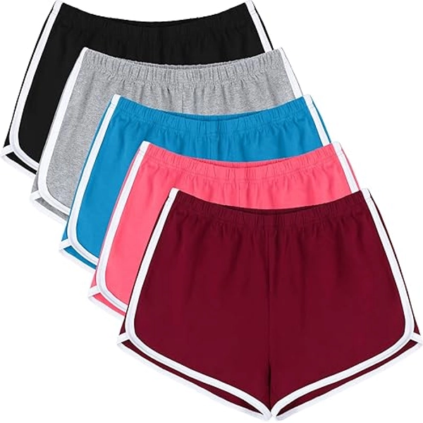 URATOT 5 Packs Soft Comfy Booty Cotton Workout Pants Breathable Lounge Dolphin Shorts Cycling Hiking Pants for Women