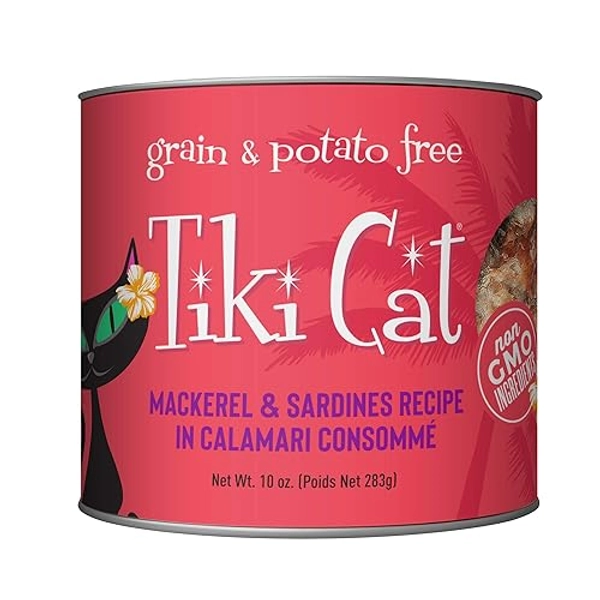 Tiki Cat Grill Wet Cat Food, Mackerel & Sardines, 10 oz. Cans (8 Count)
