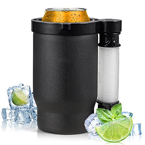 JLLOM Drink Funnel Portable Can or Bottle Cooler Cup with Detachable Expandable Hose, Portable Drink Bong Cooler Tool Outdoor for Party, Black - Black