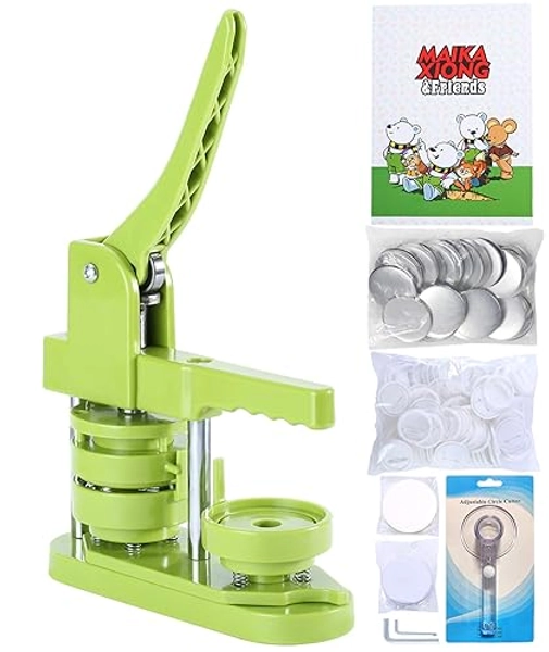 Happizza Button Maker Machine 58mm - (3rd Gen) Installation-Free 58mm(2.25in) DIY Pin Badge Button Maker Press Machine Badge Punch Press with Free 100pcs Button Parts&Pictures&Circle Cutter&Magic Book