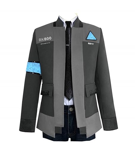 SHOWADAY Men's Connor Jacket Cosplay Costume Shirt Coat Tops Uniform Suit with Tie - Medium