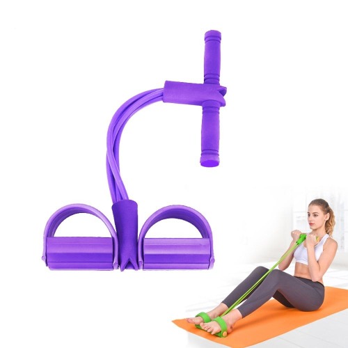 Portable Exercise Resistance Band with Pedal - Purple