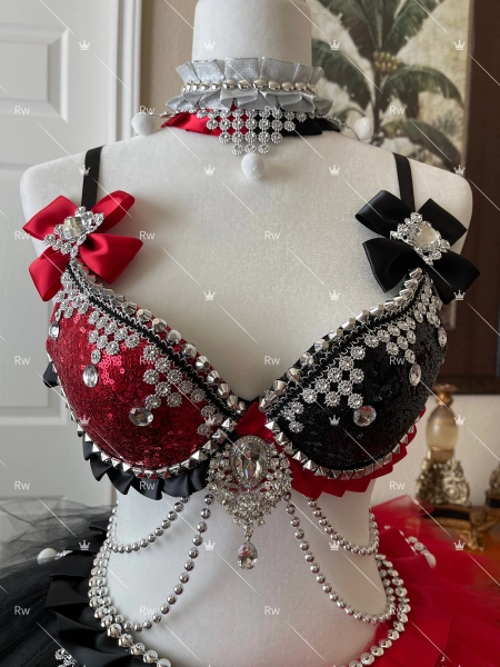 The Harley Quinn Classic Bra+choker ONLY/Festival clothing/Halloween costume/Rave outfit/EDC outfit