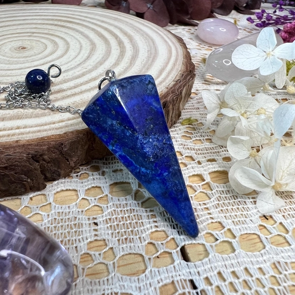 Lapis Lazuli Crystal Pendulum - Lapis Lazuli Faceted Crystal Pendulum - Lapis Lazuli Dowsing Pendulum - Crystal Collection - LPL
