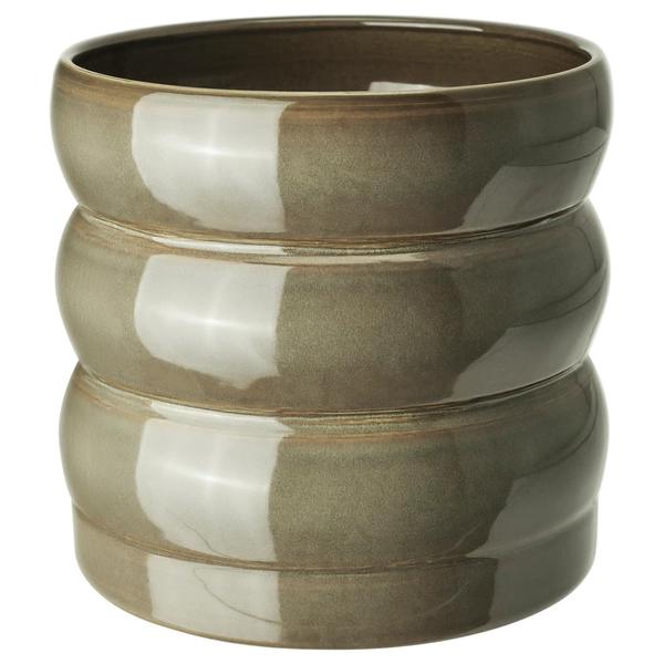 HASSELBUKETT Cache-pot - intérieur/extérieur/vert/marron 15 cm