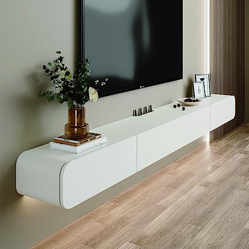 FPIGSHS TV Lowboard, TV-Schrank TV Lowboard Hängend mit 2 Schublade, TV Board 120/160/180/200Cm, Modern TV Schrank mit Kabelmanagement, Wohnzimmer Hängeschrank Multimedia Wandregal (Farbe: A，120CM)… - 120 cm - A