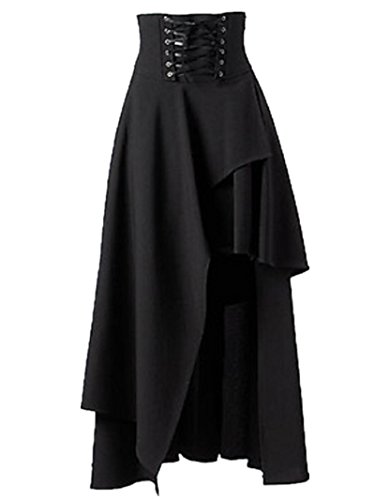 Sorrica Women's Victorian Lolita Skirt Steampunk Vintage Style Skirt - X-Large - Black