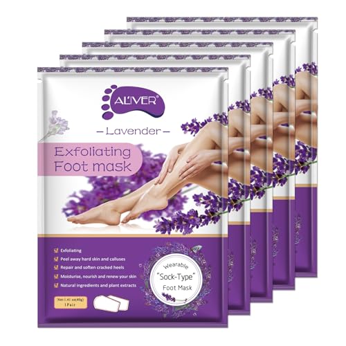 Foot Peel Mask - 5 Pack Foot Mask for Dry Dead Skin, Callus, Repair Rough Heels - Make Your Feet Baby Soft Get Smooth Silky Skin - Lavender