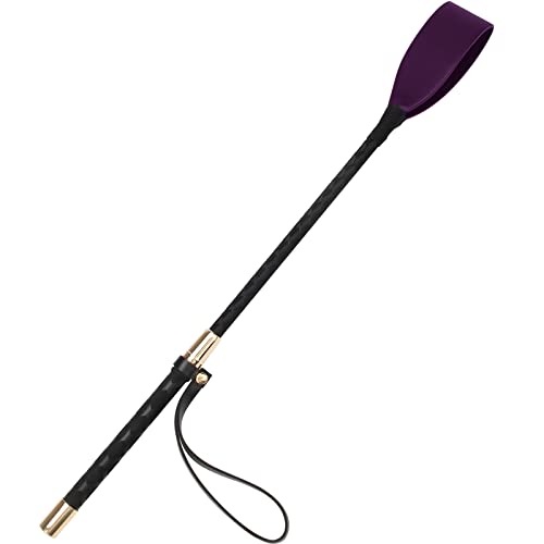 Coolrunner Riding Crop for Horse, 18 Inch Horse Whip with PU Leather Equestrianism Horse Crop Double Slapper Horse Whip Black Crops for Horses - Purple