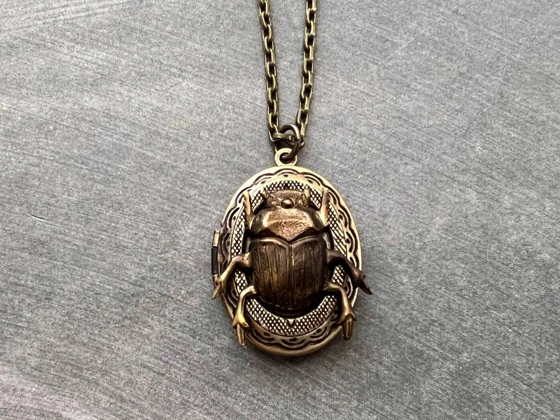 Beetle Locket Oval Insect Men's Locket Entomologist Gift Gothic Bug Scarab Entomology Jewelry Unisex Jewelry Creepy Insect Vintage Style