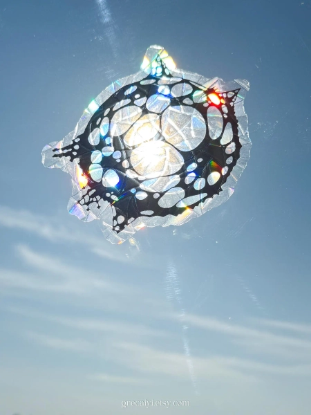 Hexcore Anomaly Sun Catcher | Arcane Window Cling | Handmade Rainbow Window sticker | Holographic Vinyl Suncatcher