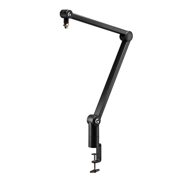Logitech G Compass Premium Broadcast Boom Arm for Microphone, Internal Springs, Desktop Clamp and Built-in Cable Management, For Recording, Gaming, Streaming - Black