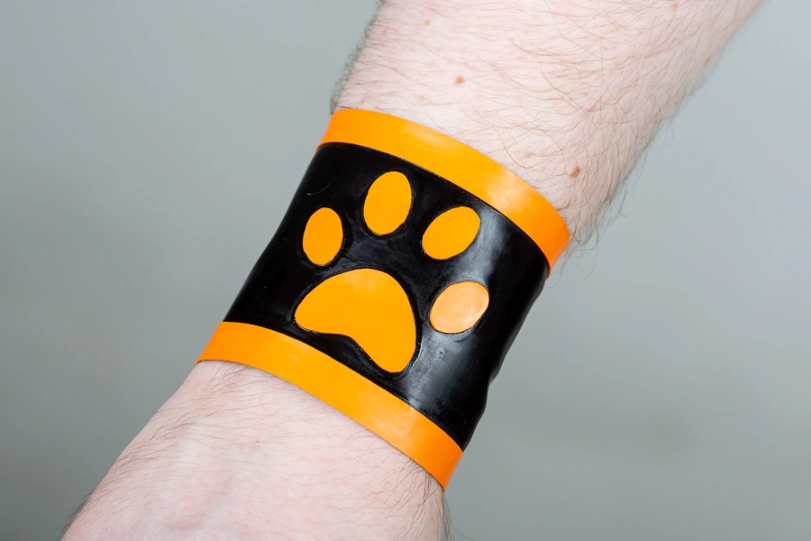 Personalized latex wristband with lining and paw