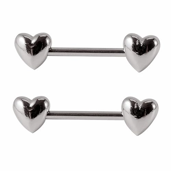 Silver Heart Nipple Rings