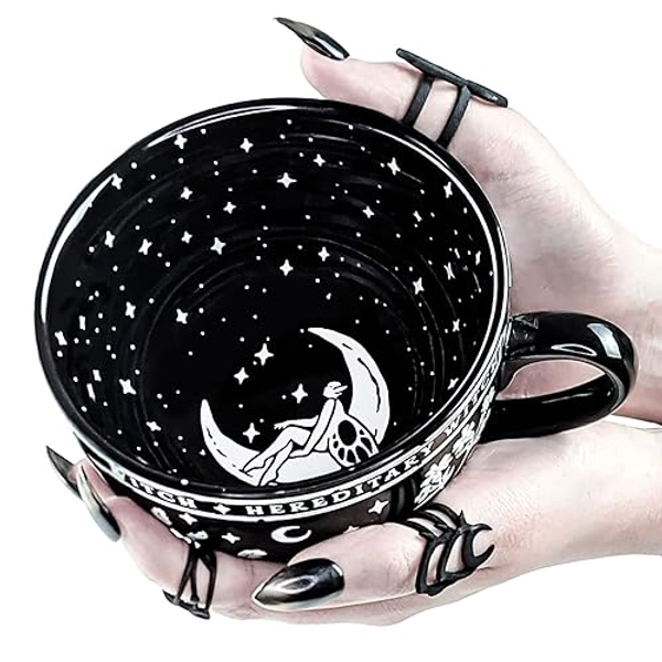 Rogue + Wolf Green Witch Large Coffee Fairy Mug in Gift Box Cottage Core Kawaii Elf Ceramic Mugs For Men Women Halloween Gifts Metaphysical Witchcraft Supplies Goth Boho Decor - 17.6oz 500ml