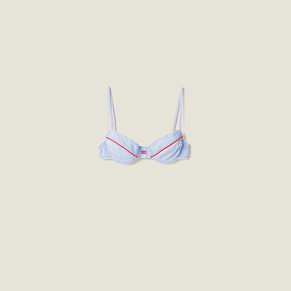 Miu Miu - Pinstriped cotton bra