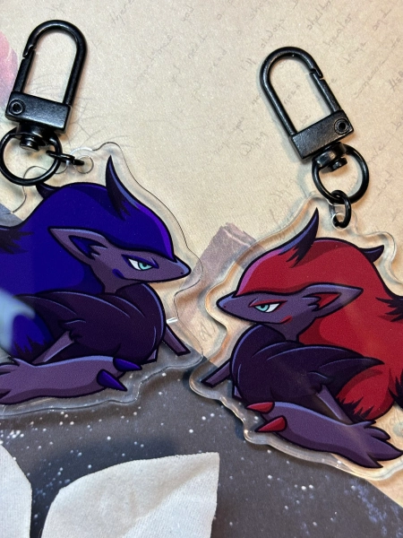 Shiny Peeking Double-sided Zoroark Fanart Acrylic Keychain Charm