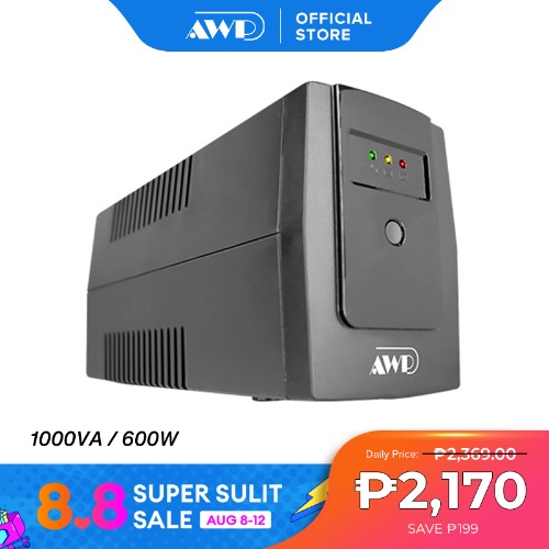 AWP AID1000 Aide 600W-1000VA UPS with AVR Uninterruptible Power Supply (4 Sockets)