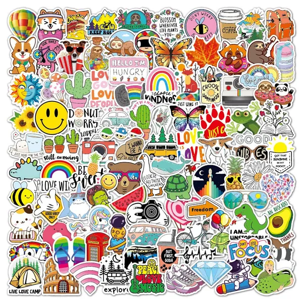 100 Pieces Vsco Stickers Aesthetic Sticker Set(Vinyl) Cool Stickers Stickers丨Trendy Stickers Stickers For Stickers Laptop Computer, Scrapbook, Guitar, Mug, Water Bottle, Mobile Phone etc.