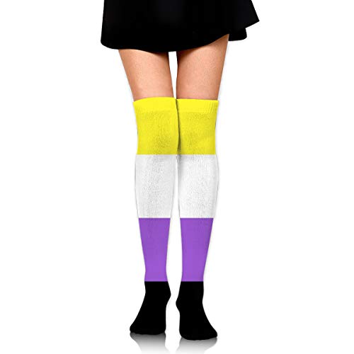 Pride Flag Women Thigh High Socks Over Knee Stockings Long Boot - One Size - Black