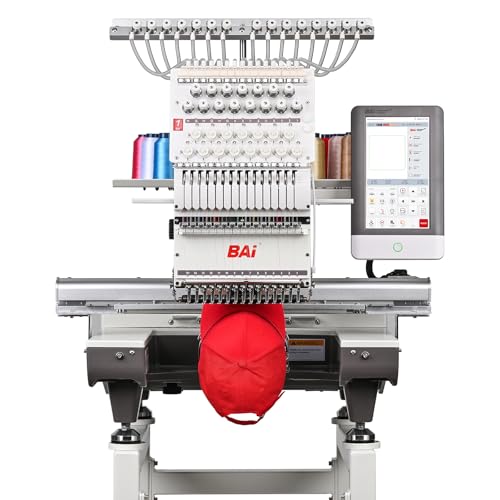BAi THE MIRROR 2024 Ultra Embroidery Machine 20x14" Embroidery Area with 15 Needles, 1200SPM Max Speed Multi Needle Commercial Embroidery Machine for 3D Hats Clothing, Wifi Available 10" Touch Screen - 350X500MM