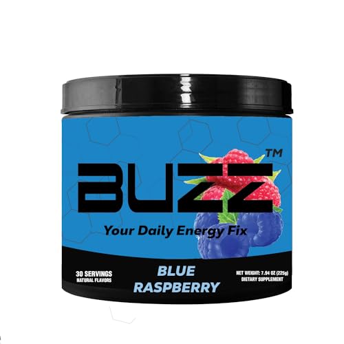 Morning Buzz Energy Drink Powder - Energy Boost Drink Mix - Sugar-Free Energy with Antioxidants - Morning Kickstart and Sports Nutrition Endurance Product - 30 Servings, Blue Raspberry, 8 Ounces - Blue Raspberry