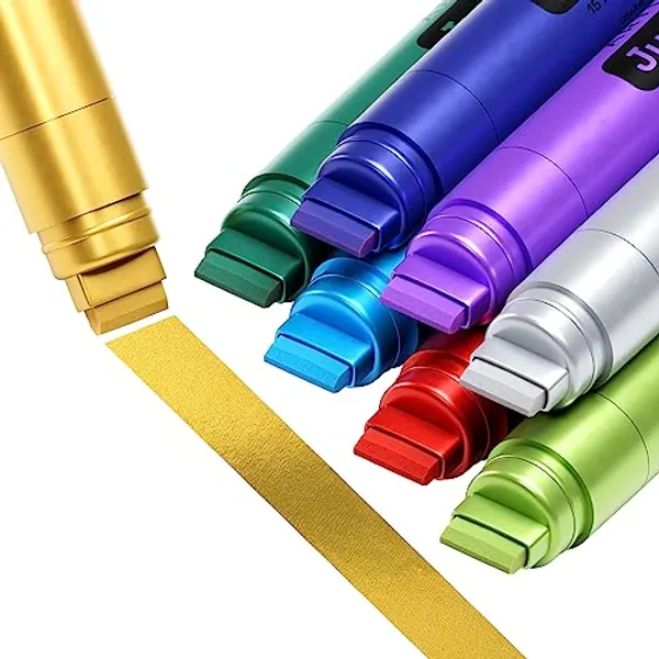 ARTISTRO 8 Metallic Markers Acrylic Markers with 15mm Jumbo Tip for Murals Tagging Posters Art Journals & Calligraphy - Large Markers for Rock Wood Plastic Leather Metal & More