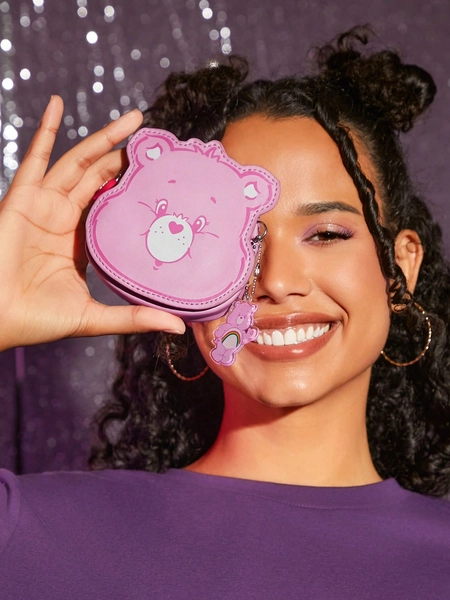 SHEIN X Care Bears Cute Cartoon Bear Pattern Pink Coin Purse