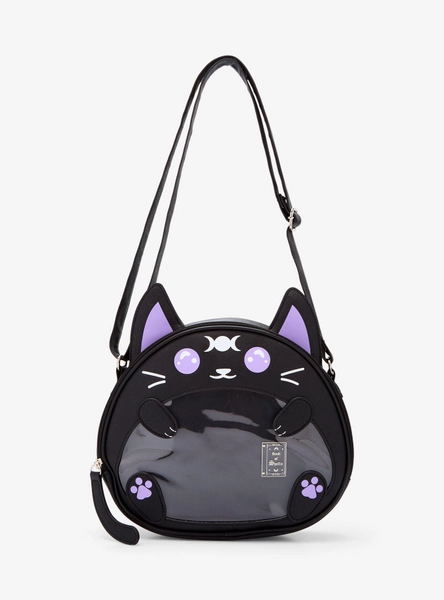Celestial Black Cat Pin Collector Crossbody Bag